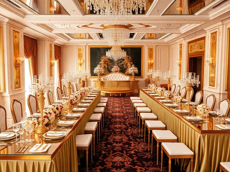 Luxury banquet table collection with gold detailing
